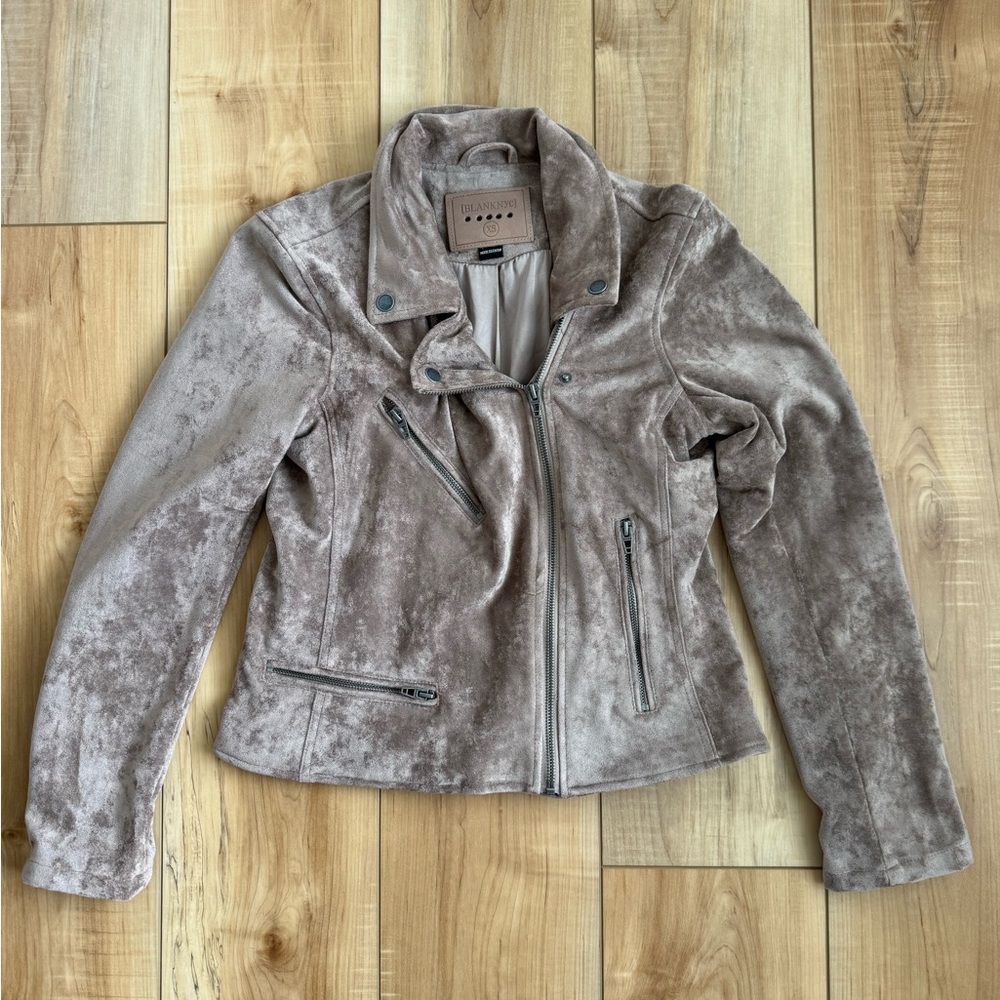 Blank NYC Women's Suede Motorcycle Jacket in Light Brown